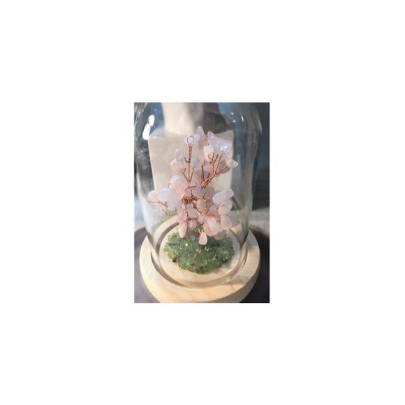 Gemstone Tree in Dome - Your Choice Aquamarine or Rose Quartz - Picture 9 of 9